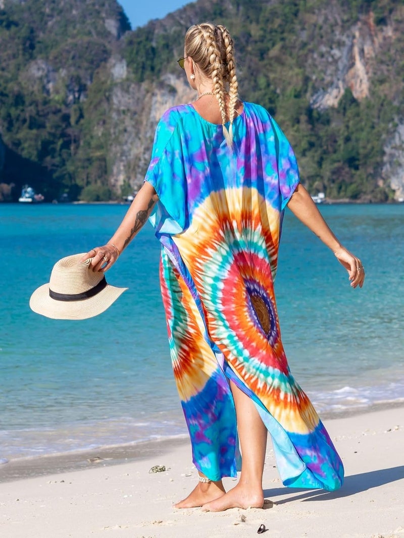 IMAGEKOPE Kaftan Dresses for Women Plus Size Bathing Suit Cover up Caftan Maxi Beach Dresses - Image 4